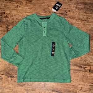Cat & Jack Green Long Sleeve Henley Tee